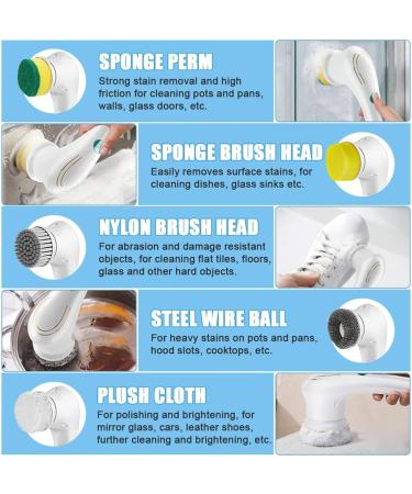 Electric Spin Scrubber Brush with 5 Changing Heads Handheld Tub Brush USB Charging 360 Vibration Cleaning Electric Floor Scrubber Household Multipurpose Cleaning - Buy Online on GoSupps.com