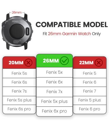 CUZOW 26mm Nylon Watch Band Replacement for Garmin Fenix 5X/5X Plus, Fenix 6X/6X Pro, Fenix 7X, Fenix 3/3 HR, and Descent - Army Green M - Buy Online on GoSupps.com