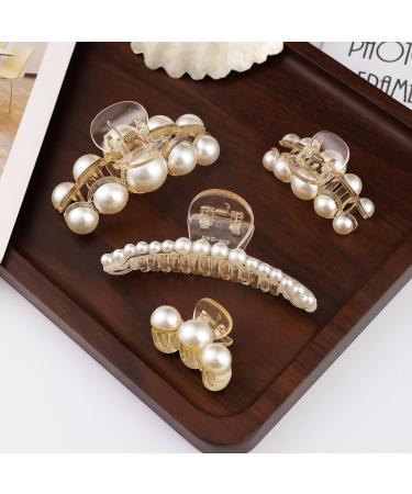 Buy Mehayi 4-Piece Large Pearl Hair Clips - Fashionable Accessories for Women & Girls - Ideal for Thick & Thin Hair Perfect for Parties & Weddings - Buy Online on GoSupps.com