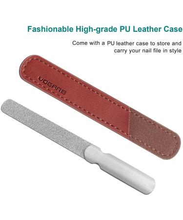 VOGARB Professional Nail Files For Natural Hard/Thick Nails with Case 4.6'' Double Sided 180 Diamond Grits Metal Stainless Steel No Slip Handle Easily Grinding Finger Toe Salon Home Travel (1 Pack(A)) - Buy Online on GoSupps.com