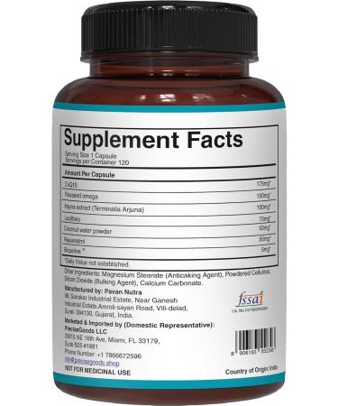 Pure Nutrition Bio Coenzyme Q10-175mg | 120 Veg Caps | CoQ10 with Bioperine & Arjuna Extract | Nutrient-Rich Botanicals for Daily Wellness | Non-GMO 120 Count (Pack of 1) - Buy Online on GoSupps.com