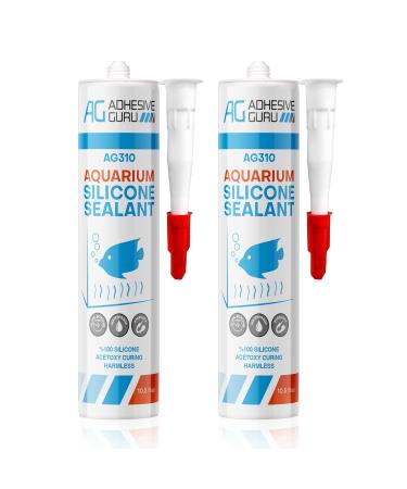 Aquarium Silicone Sealant Clear, 100% Clear, Solvent Free High Elasticity, Safe for Fresh and Saltwater, Rapid Curing Transparent,10.4 Fl oz. 2pk 2 Pack