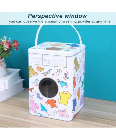 Laundry Tin Container with Lid Perspective Window Large Capacity Washing Machine Appearance Powder Detergent Container for Storage - Buy Online on GoSupps.com
