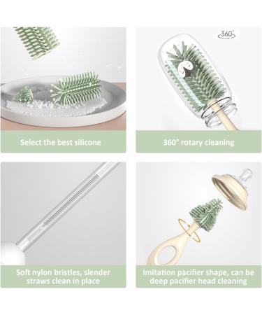 4Pcs Baby Bottle Brush Set | Teat & Bottle Cleaner with Stand | Food Grade Silicone | BPA-Free & Odor-Free | Fast Drying & Foaming Brush - Buy Online on GoSupps.com