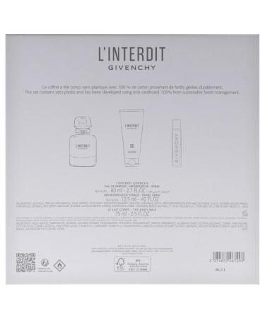 Givenchy LInterdit for Women - 3 Pc Gift Set 2.7oz EDP Spray 0.42oz EDP Spray 2.5oz Body Milk 5.62 Fl Oz (Pack of 1) - Buy Online on GoSupps.com