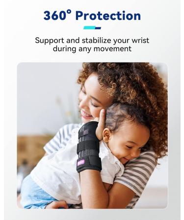 Fitomo Wrist Support with 3 Metal Splints, Soft Thumb Opening - Left Hand L/XL Purple - Buy Online on GoSupps.com