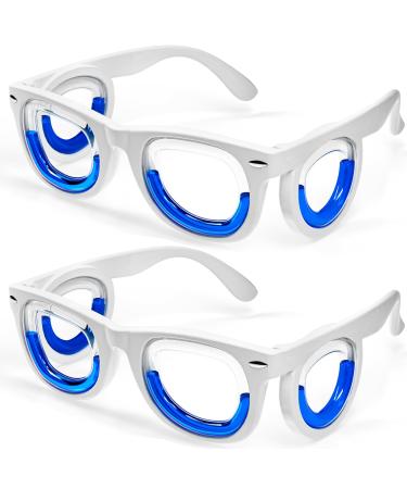 Hion 2 Pairs Kids Anti- Motion Sickness Smart Glasses Ultra-Light Portable Nausea Relief Liquid Glasses Carsickness Airsickness Seasickness Glasses Kids Travel/Cruise Essentials B08-2white Kid