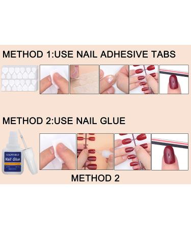 Press on Nails Set with Adhesive Tabs & Glue - Fake Nails Art Acrylic Tips with Cleaning Pads & Fimo Art - Perfect Stocking Stuffers for Women - Buy Online on GoSupps.com