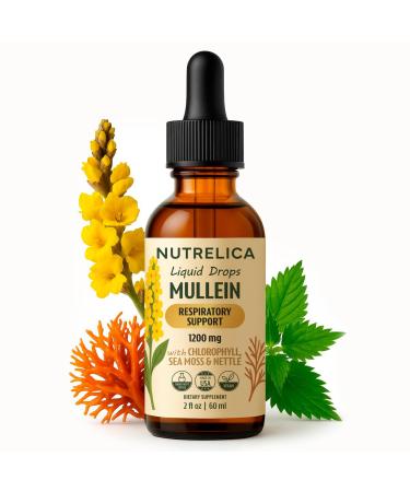 NUTRELICA Mullein with Chlorophyll Sea Moss & Nettle Lung Support 1200mg No Sugar Alcohol-Free Vegan Non-GMO