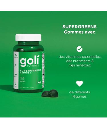 Goli Nutrition Supergreens Gums 60 Vegan Gums Gelatin Free Gluten Free Vegetarian Soy-Free Non-GMO - Buy Online on GoSupps.com
