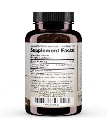 Certified Organic Red Yeast Rice Supplement - 120 Capsules | 2 Month Supply - Buy Online on GoSupps.com