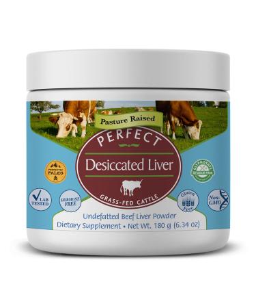 Perfect Supplements Perfect Desiccated Liver Powder 180 Grams Undefatted Beef Liver Natural Source of Protein Iron Vitamins A & B