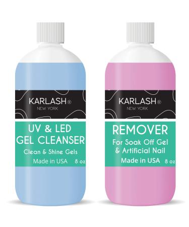 Karlash Professional Soak Off Remover for Gel Nail Polish Remover & UV Gel Cleanser for Gel Polish Top Coat (Set of 8 Ounce) 8 Ounce (Pack of 2)