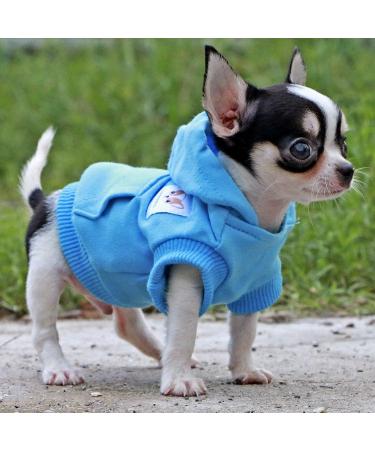 LOPHIPETS Dog Cotton Hoodie for Small Chihuahua Puppy - Cambridge Blue, XXS (0.5-1.2 lbs) - Cold Weather Coat - Buy Online on GoSupps.com