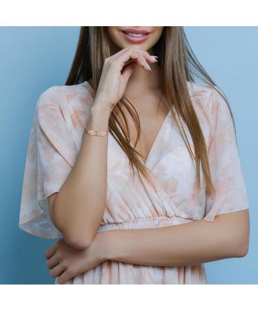 99% Pure Copper Magnetic Bracelet for Women - Adjustable Retro Flowers Design for Arthritis Relief | Copper Jewelry - Buy Online on GoSupps.com