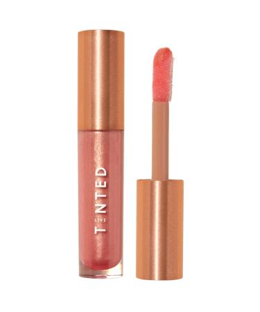 Live Tinted Huegloss High-Shine Lip Gloss - Hydrating Non-Sticky Moisturizing Lip Gloss with Hyaluronic Acid Coconut Oil and Shea Butter For a Soft Barrier & Seals in Moisture - Soft Shimmary Pink Honor - Soft Shimmary Peachy Pink