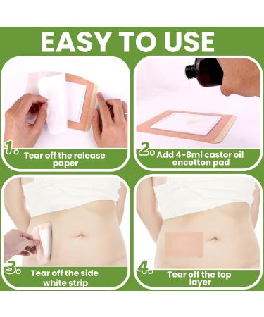 10 Pcs Castor Oil Pack Wrap - Self Adhesive High Absorbent Organic Cotton Flannel for Effective Wellness | No Wash Anti Oil Leak Design for Men Women Kids - Buy Online on GoSupps.com