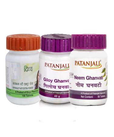 Patanjali Combo- Divya Kayakalp vati extra power + Giloy Ghan Vati+ Neem Ghan Vati