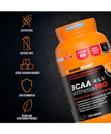 NAMEDSPORT BCAA 4:1:1 ExtremePro Supplement with Branched Amino Acids Vitamin B6 Reduces Fatigue Stimulates Protein Synthesis Ideal for Sport Endurance Brand Of Italy 210 Tablets - Buy Online on GoSupps.com