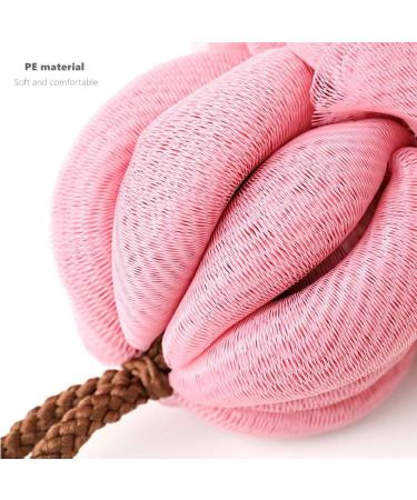Qiviya Long Bath Loofah with Handle - Exfoliating Shower Pouf Ball for Men and Women (Pink) - Buy Online on GoSupps.com