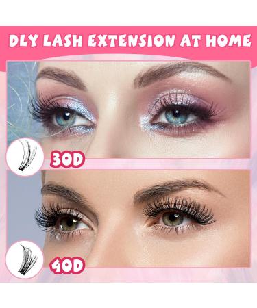 Eyelash Extension Kit - 240PCS Individual Clusters 10-16mm with Adhesive Tweezers & Combs - Perfect for Self Use (30D & 40D Mix - Buy Online on GoSupps.com