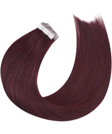 Moresoo 12 Inch Burgundy Red Tape in Hair Extensions - 100% Real Human Hair Remy, Invisible Tape-in Extensions - 20 Pieces/30g #99J - Buy Online on GoSupps.com