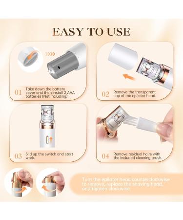 Facial Epilator for Women 2 in 1 Facial Hair Remover for Women with LED Light & 2 Cleaning Heads Electric Face Epilator for Women Hair Removal Painless Epilator for Facial Armpit Leg Bikini Area White Pink - Buy Online on GoSupps.com
