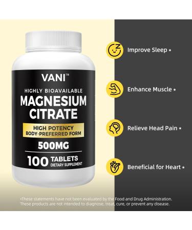 500MG Highly Bioavailable Magnesium Citrate,100 Tablets - Buy Online on GoSupps.com