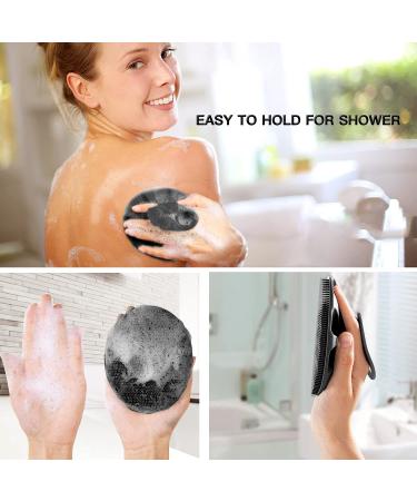 Soft Silicone Body Scrubber - Handheld Exfoliating Shower Brush for All Skin Types (Black) - Buy Online on GoSupps.com