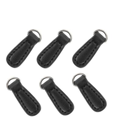 Milist 6Pcs Zipper Sliders Metal PU leather Zipper repair zipper replacement pull tabs for diy stationery bag plastic jacket zip luggage black