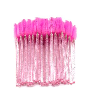 ReaZX Disposable Mascara Wand Eyebrow Eyelash Spoolie Brush for Extensions Crystal Pink Eyelash Brushes for Eyebrow Castor Oil Brush 100 Pcs