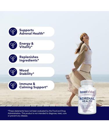 Research Verified Adrenal Support - 60 Capsules - Support Adrenal Gland Function Boost Energy Balance Cortisol - Mushrooms B-Vitamins Bioflavonoids BioPerine 1 - Buy Online on GoSupps.com