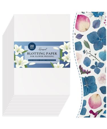 Happinit 20 Sheets A4 Size Blotting Paper for Flower Press Large Blotter Paper for Flower Press Herbarium Paper Craft Flower Press Paper Working with Flower Pressing Kit for Adults (20)