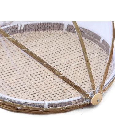 Hand Woven Wooden Serving Food Tent | Round Basket with Mesh Cover for Home Kitchen Storage - International Shipping - Buy Online on GoSupps.com