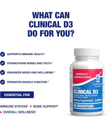 High Strength Vitamin D3 5000 IU - Clinical Formula Vitamin D Supplement for Men and Women for Bone Teeth Muscle Mood and Immune Support - High Absorption Vegetarian Microtabs (60 Day Supply) - Buy Online on GoSupps.com
