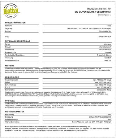 Good Organics Biotiva Olive Leaf Tea 250g Bio Herbal tea vegan fruity astringent without additives bottled and certified in Germany DE ko005 - Buy Online on GoSupps.com