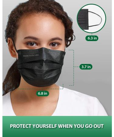 FriCARE Made in USA 4-ply Black Disposable Face Mask - Pack of 50 | ASTM Level 3 Performance Proven | ECOGUARD Technology | Third-Party Lab Tested - Buy Online on GoSupps.com