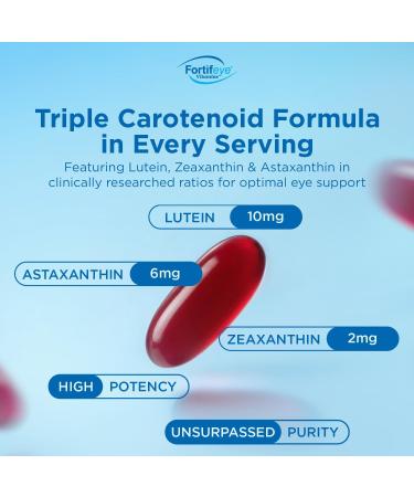 Fortifeye Focus Eye Care Supplement 30 Softgel Capsules - Triple Carotenoid Including Astaxanthin Lutein and Zeaxanthin Supplements Eye Vitamins Supports Eyes Fatigue and Blue Light Protection - Buy Online on GoSupps.com
