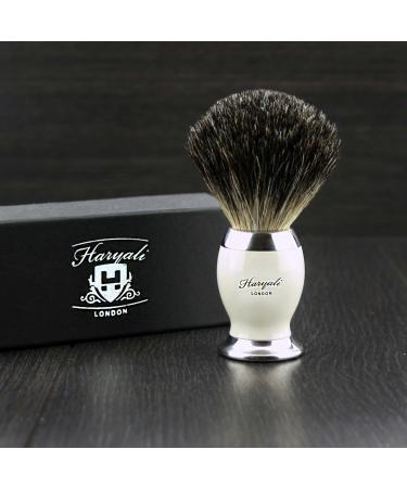 Shaving brush badger hair with ivory metal base black