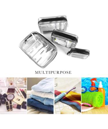 Meowoo Clear Cosmetic Bag Set - Waterproof PVC Toiletry Pouch for Travel & Bathroom Organizing (4 Pcs, Transparent) - Buy Online on GoSupps.com
