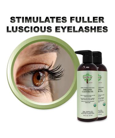 Organic USDA Certified Cold Pressed Castor Oil (16oz) - Premium Grade Moisturizer for Hair, Skin, Eyelashes, and Eyebrows - Buy Online on GoSupps.com
