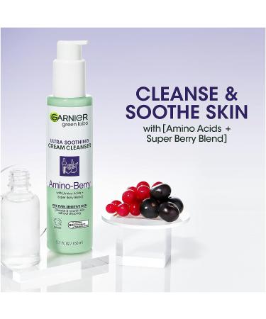 Garnier Green Labs Amino-Berry Facial Cream Cleanser - Hydrating & Soothing | 5.07 fl oz - Buy Online on GoSupps.com