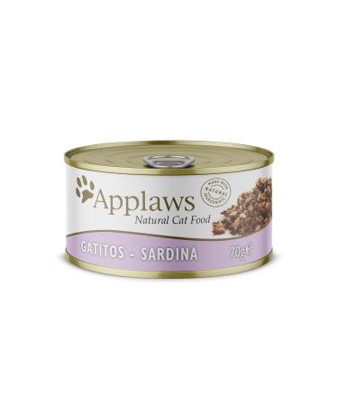 Applaws Natural Kitten Food Wet Sardines with Rice (24 x 70g cans) Junior Kitten - Sardines in Jelly 70 g (24 pack)