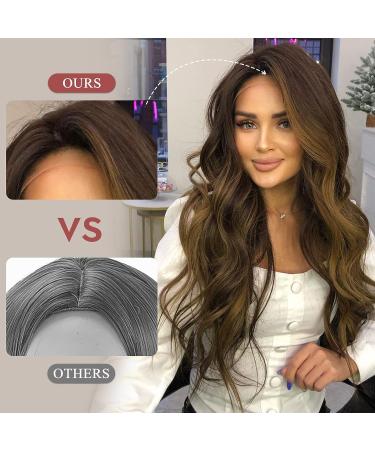 Alanhair Long Curly Wave Honey Brown Lace Wig for Women - Heat Resistant Synthetic Wig for Daily & Cosplay - Natural & Glueless - Buy Online on GoSupps.com