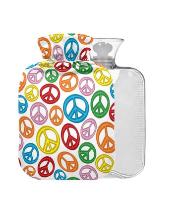 Peace Signs BAP Free Hot Water Bottle with Cover 2L Large Hot Water Bag for Pain Relief Headaches Neck and Shoulders
