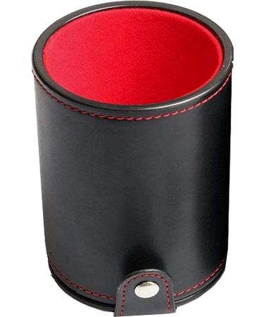 Black PU Leather Dice Cup Set with Storage Compartment + (5) 16mm Transparent Dice | Gift Boxed | Smoke/Red - Buy Online on GoSupps.com