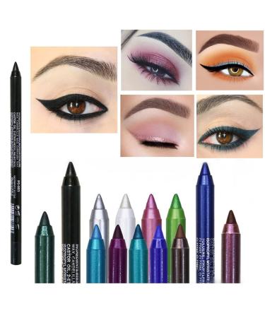 Ypfxvk 2 in 1 Eyeshadow Eyeliner Pen with Felt-Tip Multicolor Metallic Shiny Smoky Eyes Glitter Liner Pencil Makeup 1 Pcs A 1 Pcs