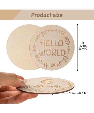 DBREAKS Baby Milestone Cards - 14 Wooden Photo Props for Monthly Milestones Perfect Gift for Pregnant Women & New Parents | Arabic Digits - Buy Online on GoSupps.com