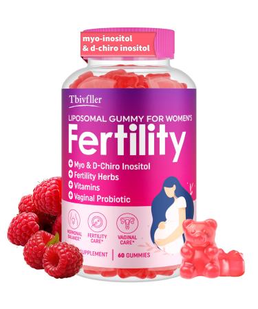Fertility Supplements for Women Prenatal Vitamins with Myo-Inositol & D-Chiro Inositol Folate Herbs for Hormonal Balance Fertility & Vaginal Care 60 Prenatal Gummies (Raspberry)