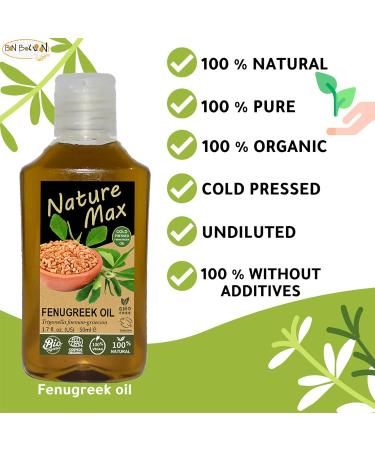 Bonballoon Nature Mix Fenugreek Oil - 1.70 oz / 50 ml - Organic, Undiluted, Pure Essential Oil for Hair Growth, Skin Health, Massage - Cold Pressed, Premium Quality - Buy Online on GoSupps.com
